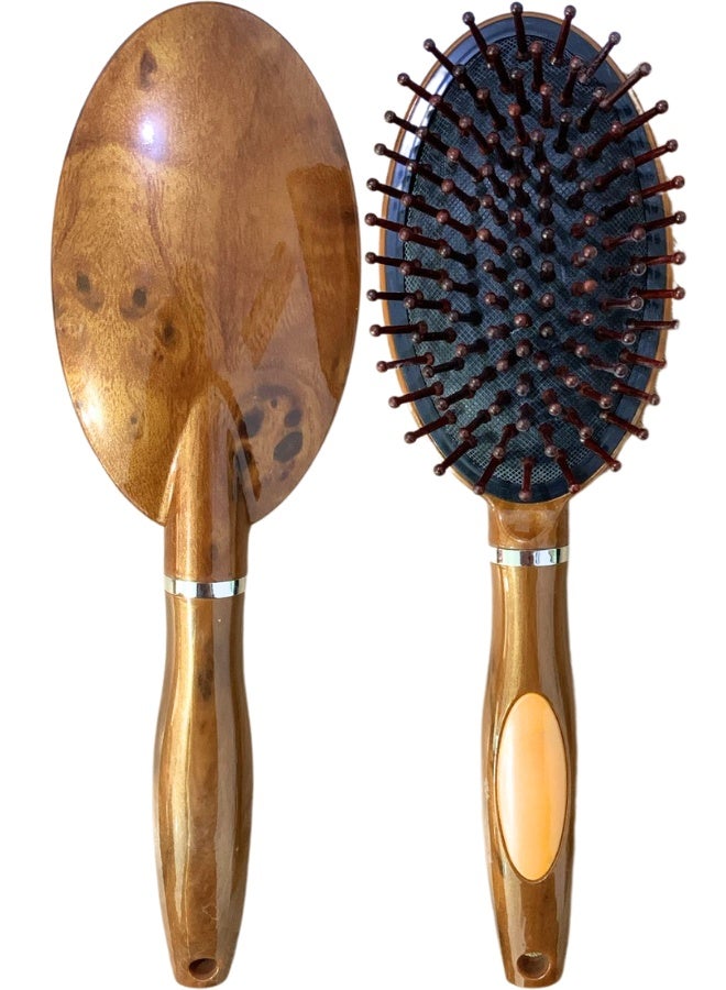 Premium Wooden Hair Brush for Scalp Massage with Natural Rubber Air Cushion, Classic Style Hair Detangling Brush for Long and Short Hair, Gentle on All Hair Types, Removes Dandruff, Enhances Hair Follicle Nutrition, Promotes Healthy Hair Growth, Strengthens Roots, Smooths Hair, Distributes Natural Oils Evenly, Eco-Friendly Wooden Bristles, Comfortable Grip Handle for Daily Hair Care, Ideal for Men and Women, Luxury Hair Care Brush for Damaged, Dry, or Frizzy Hair - Image 2